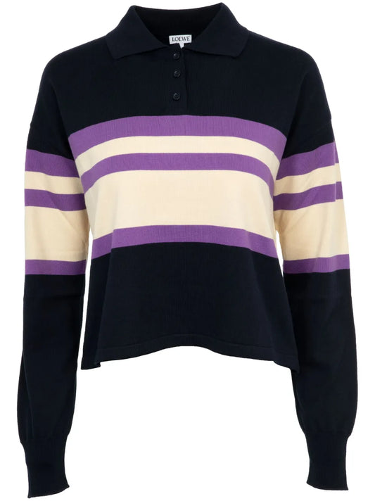 Polo-Collar Cotton Jumper