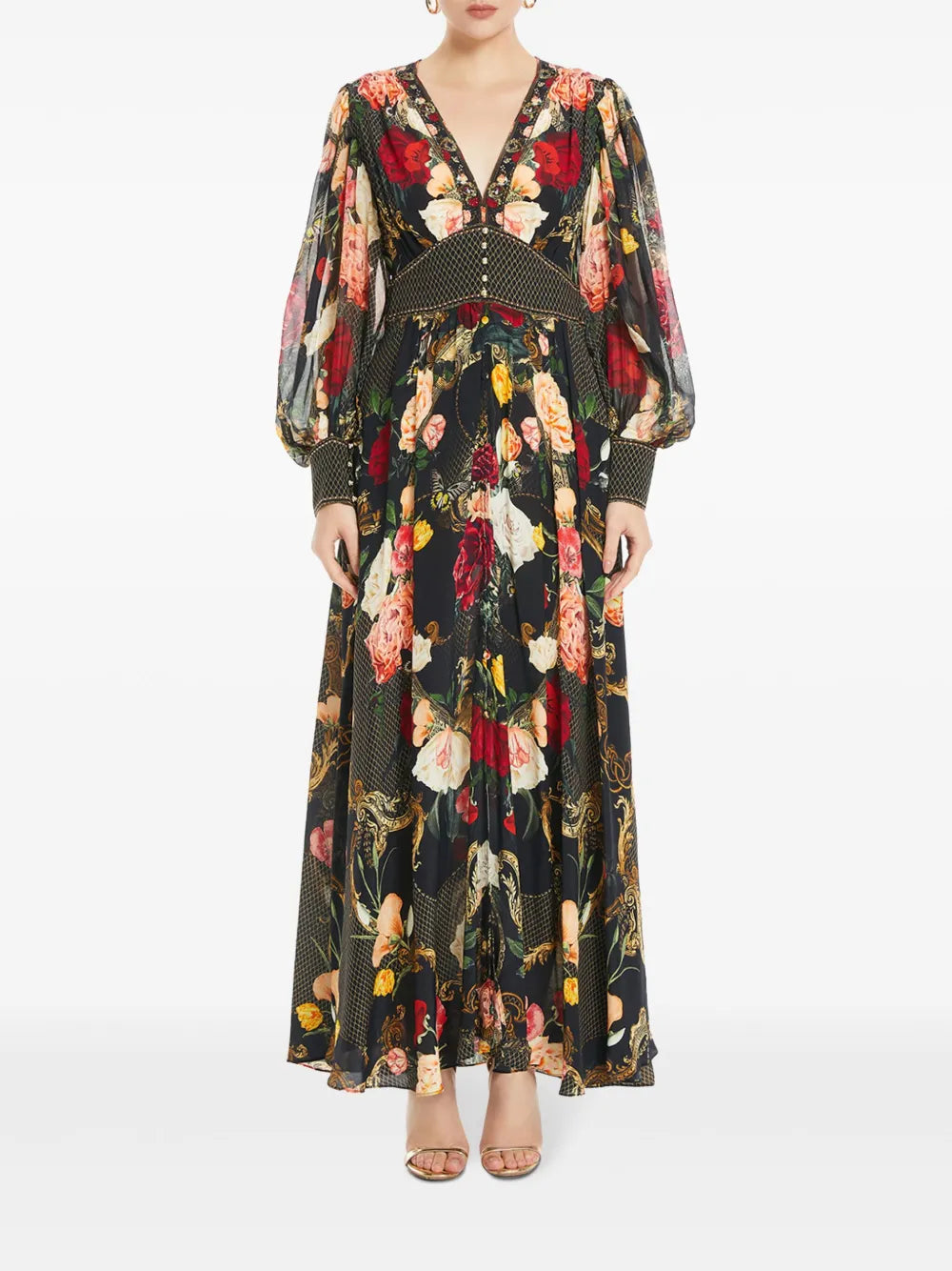 Gathered-Detail Maxi Dress