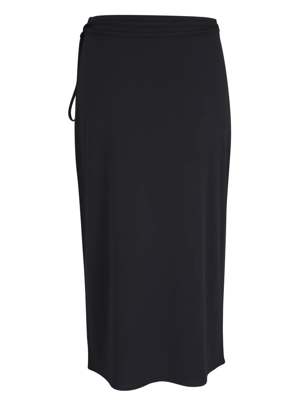 Tie-Fastening Wrap Midi Skirt