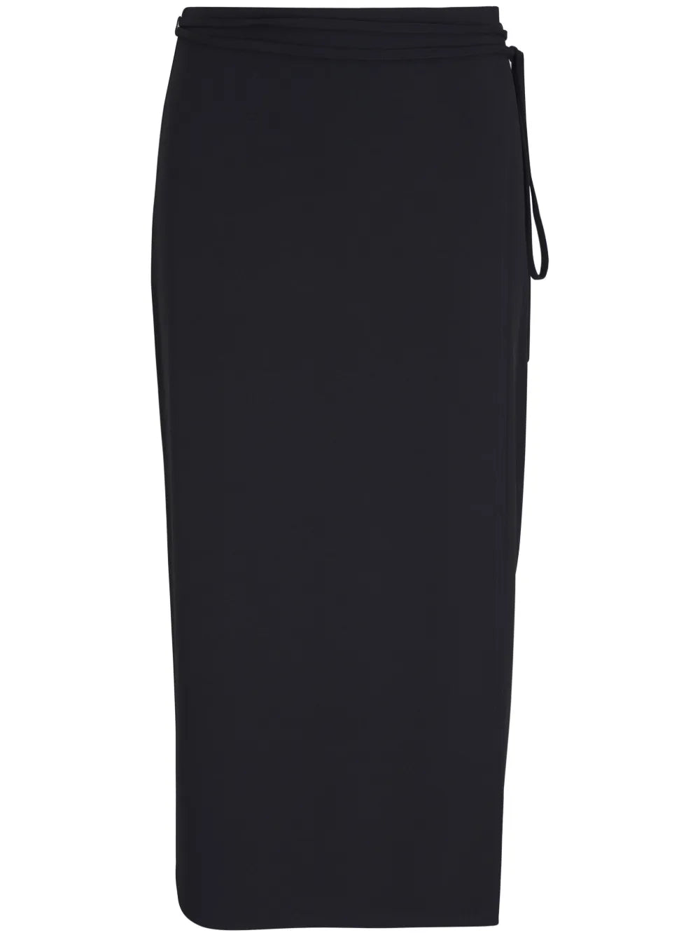 Tie-Fastening Wrap Midi Skirt