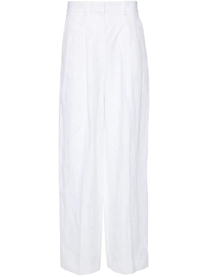 Pleat-Detail Linen Trousers