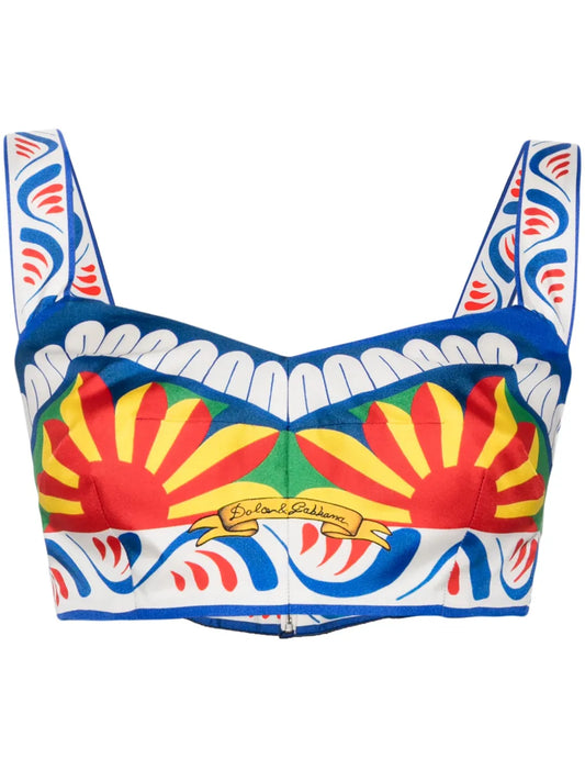 Carretto-Print Silk Top
