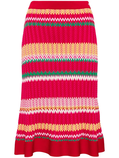 Striped Pattern Midi-Skirt