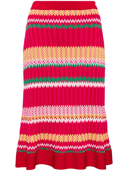 Striped Pattern Midi-Skirt