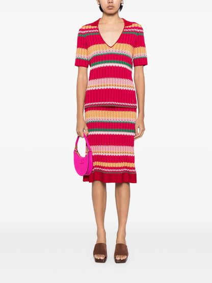 Striped Pattern Midi-Skirt