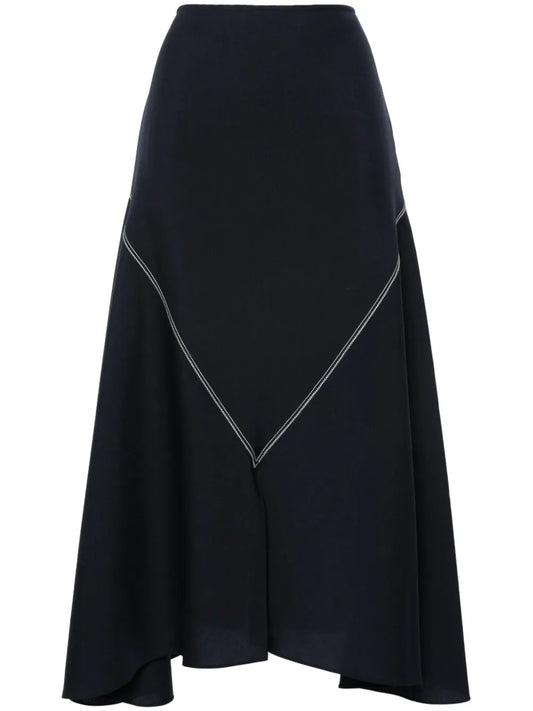 High-Waist Midi Asymmetric Skirt