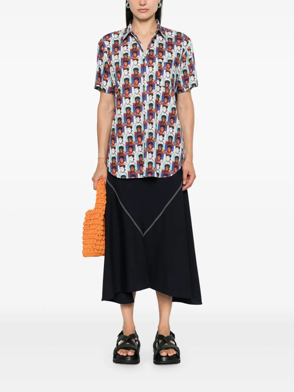 High-Waist Midi Asymmetric Skirt