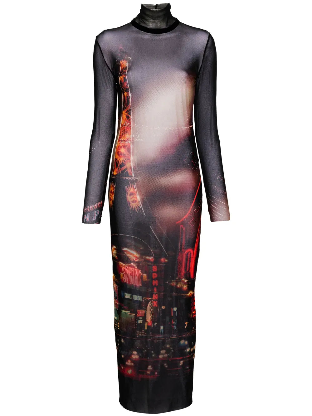 Pigalle-Print Tulle Maxi Dress