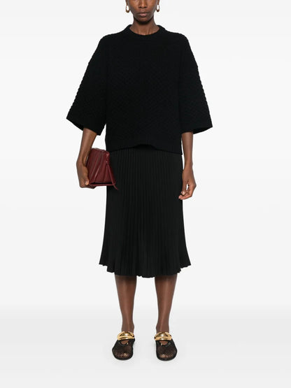 Grid-Stitch Knit T-Shirt