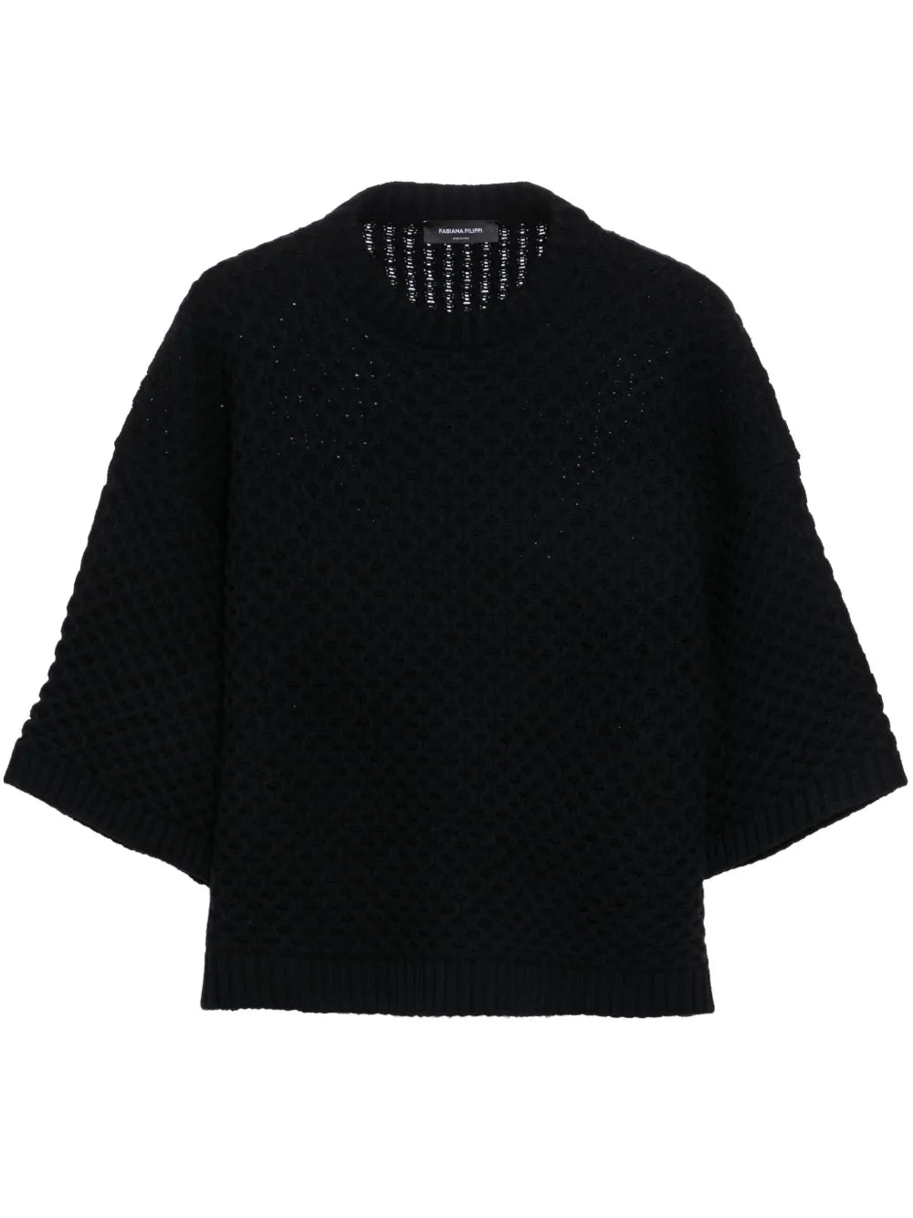 Grid-Stitch Knit T-Shirt