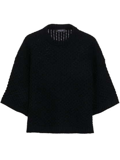 Grid-Stitch Knit T-Shirt