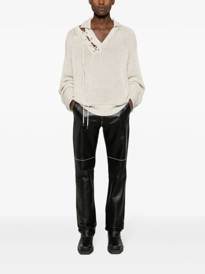 Straight-Leg Leather Trousers