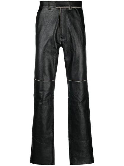 Straight-Leg Leather Trousers