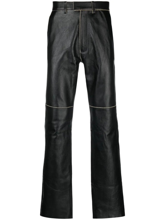 Straight-Leg Leather Trousers
