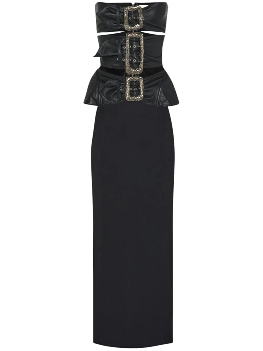 Buckle-Detail Leather Midi Dress