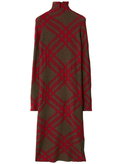 Checkered Wool Blend Shift Dress