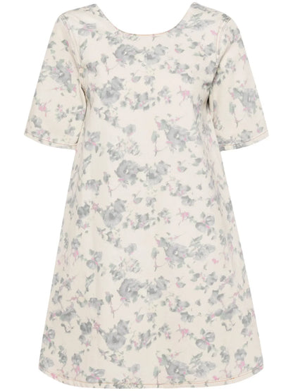 Floral-Print Denim Dress