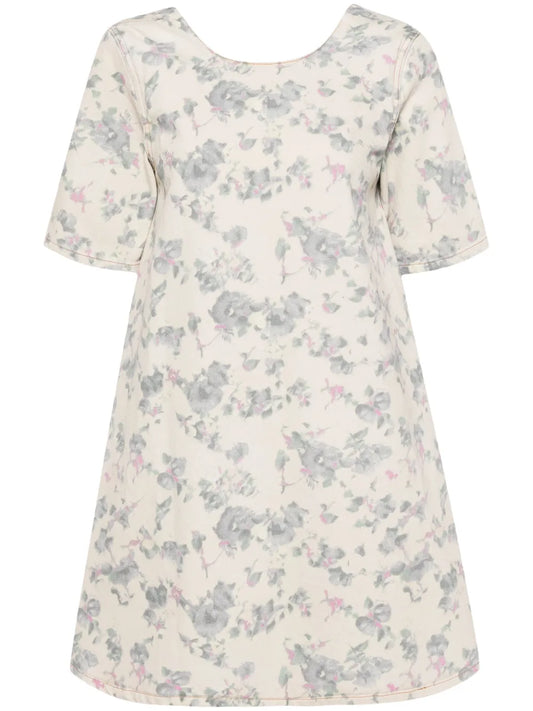 Floral-Print Denim Dress