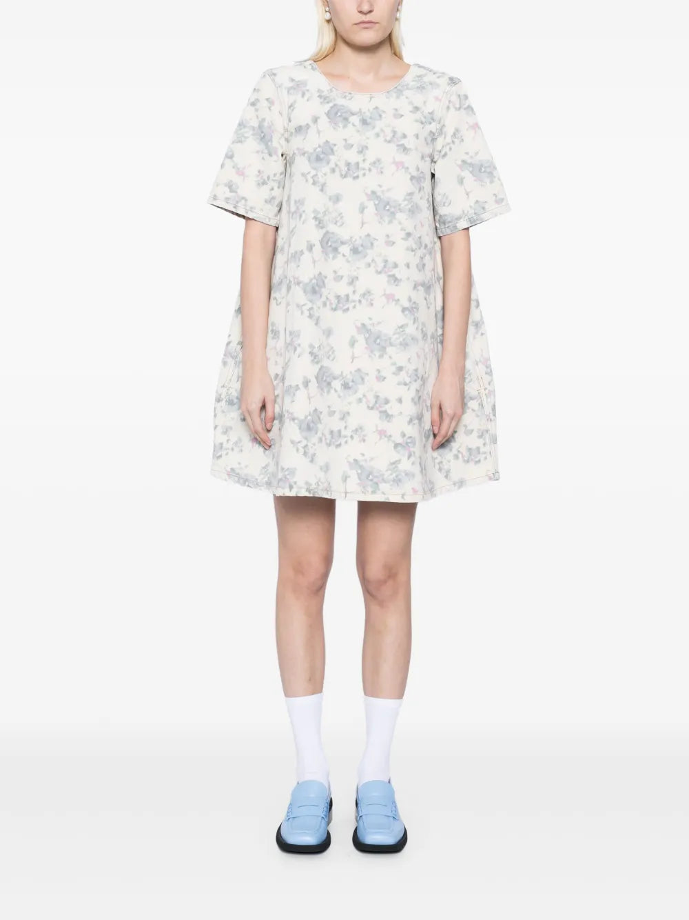 Floral-Print Denim Dress
