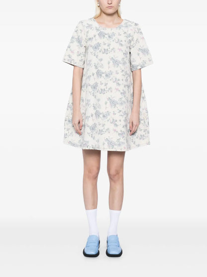 Floral-Print Denim Dress