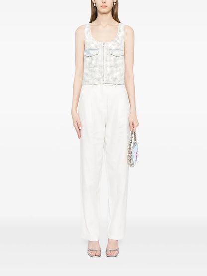 Rhinestone-Embellished Denim Top