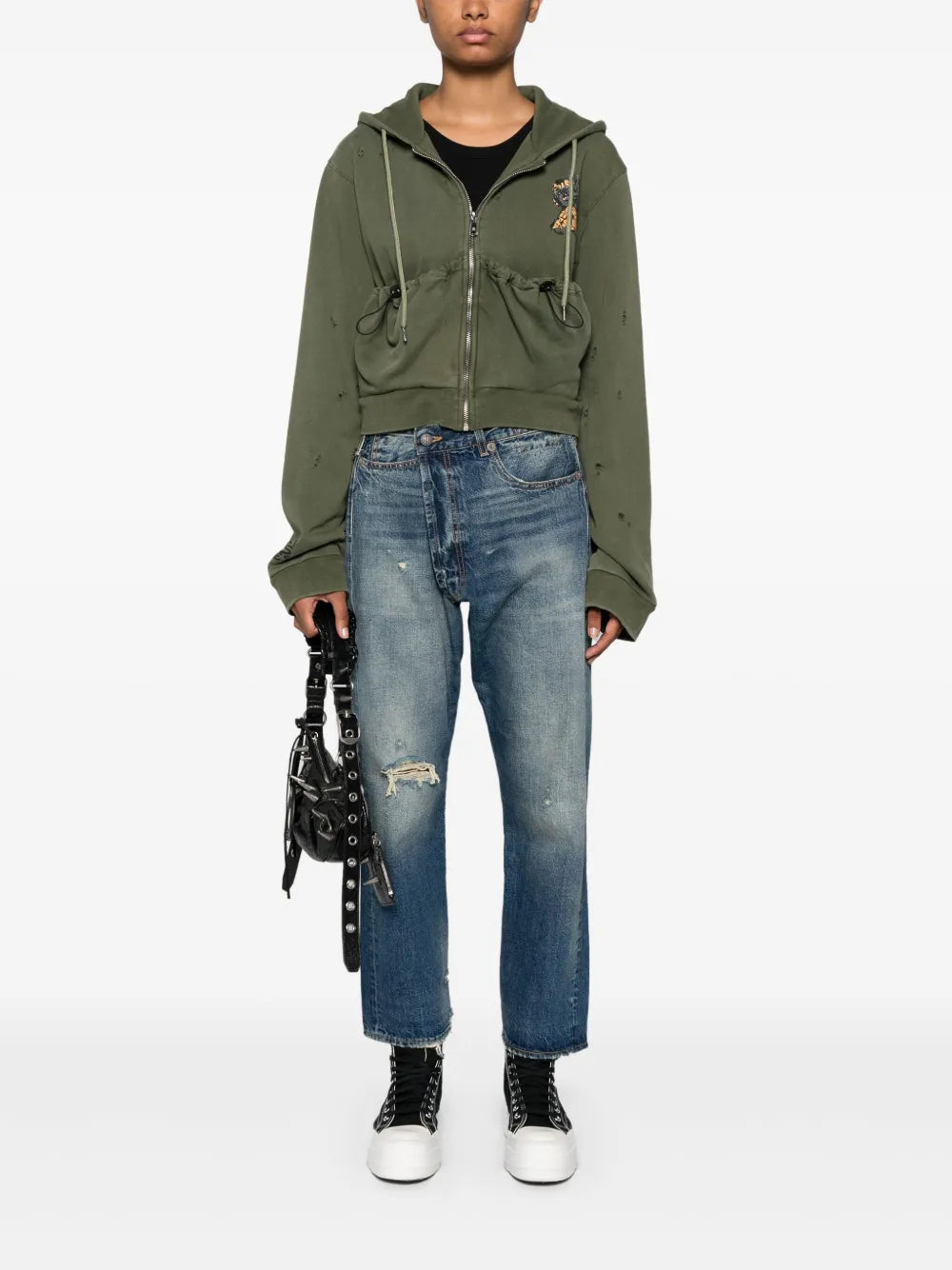 Crossover Distressed Skinny Jeans