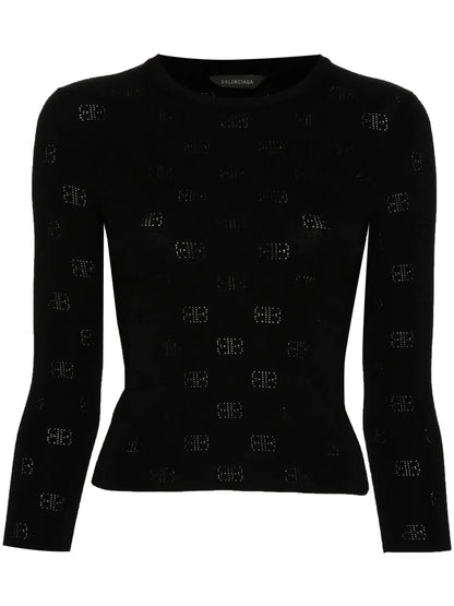 Bb-Pattern Open-Knit Jumper
