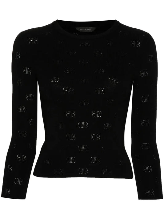 Bb-Pattern Open-Knit Jumper