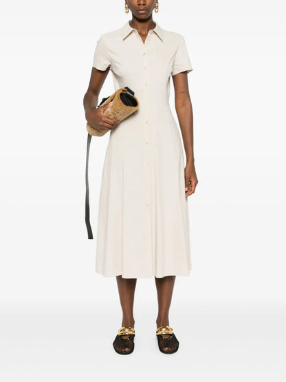 Short-Sleeves Midi Shirt Dress