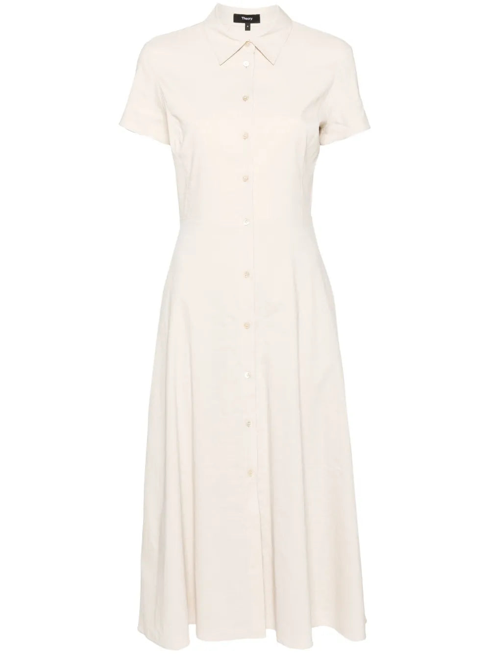 Short-Sleeves Midi Shirt Dress
