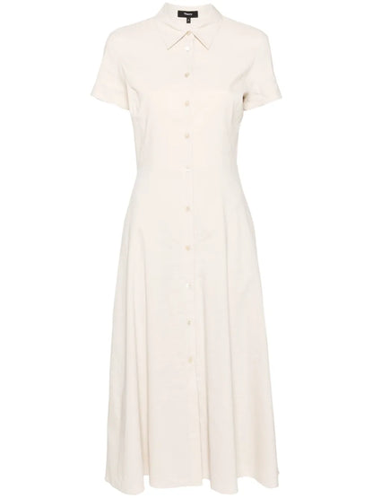 Short-Sleeves Midi Shirt Dress