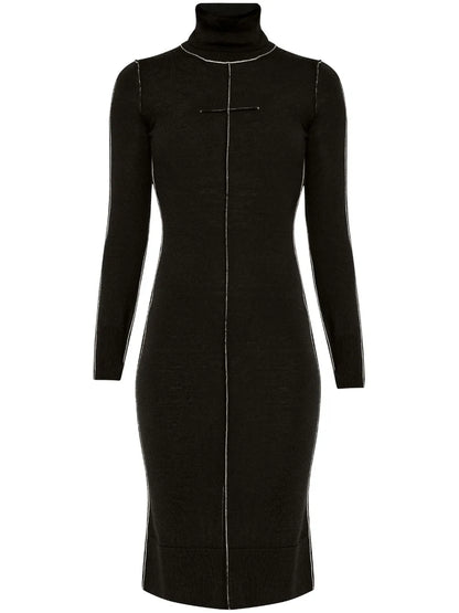 Contrast Long-Sleeved Dress