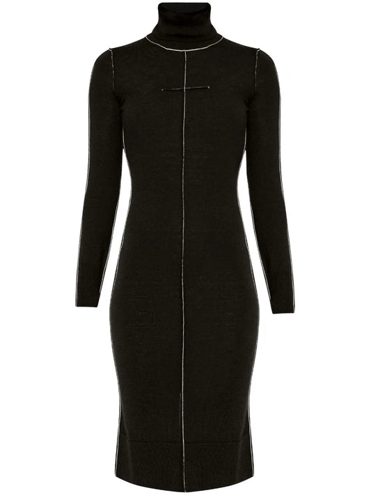 Contrast Long-Sleeved Dress