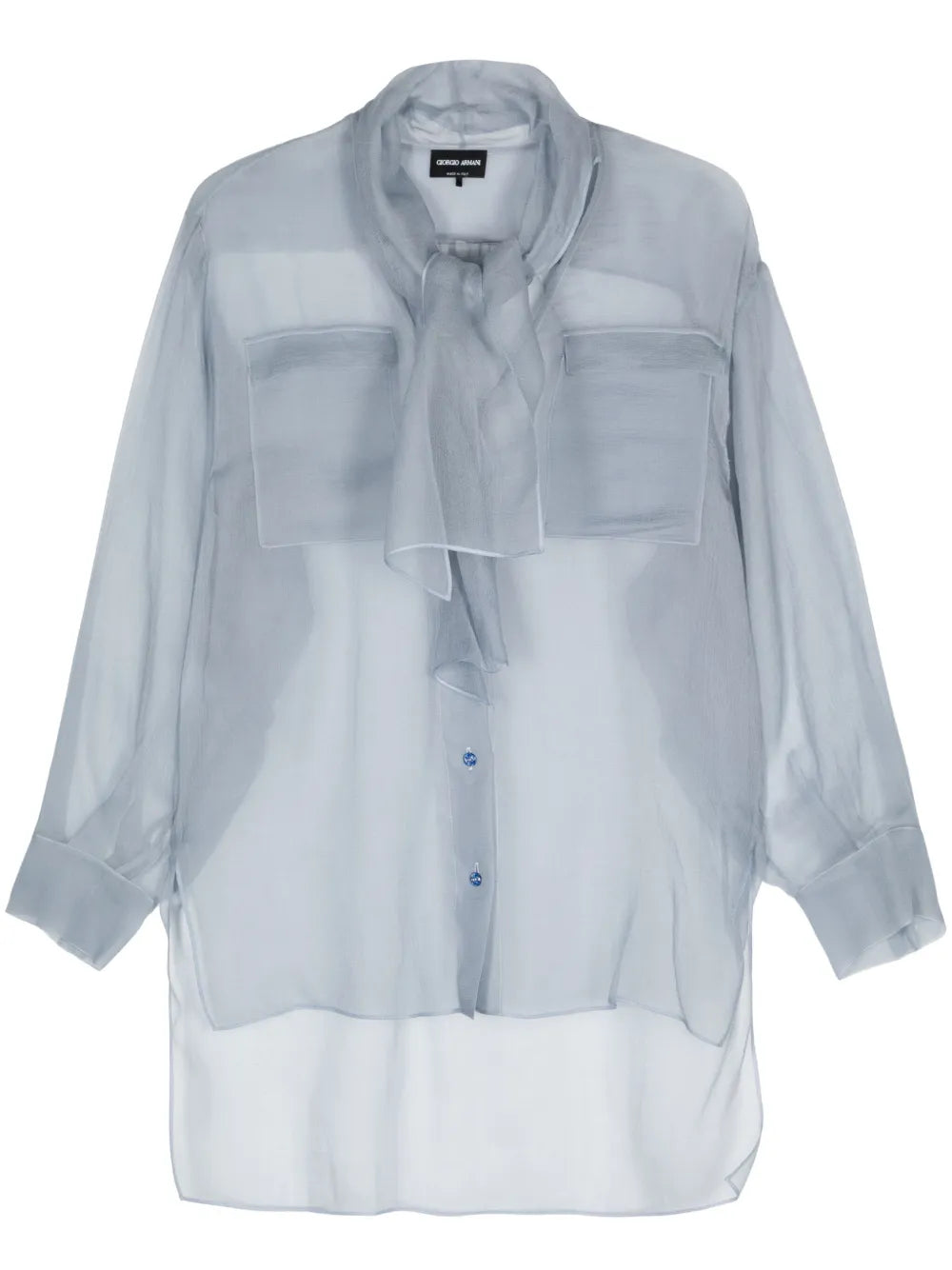 Scarf-Detail Organza Shirt