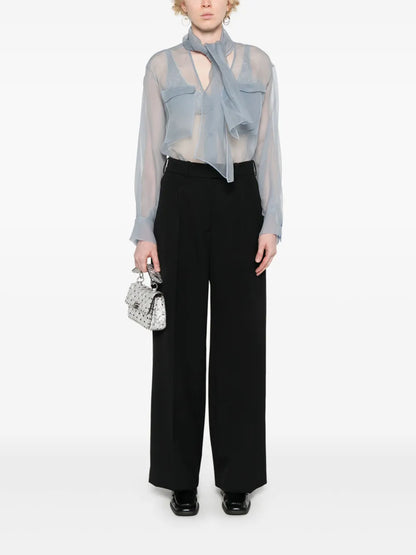 Scarf-Detail Organza Shirt