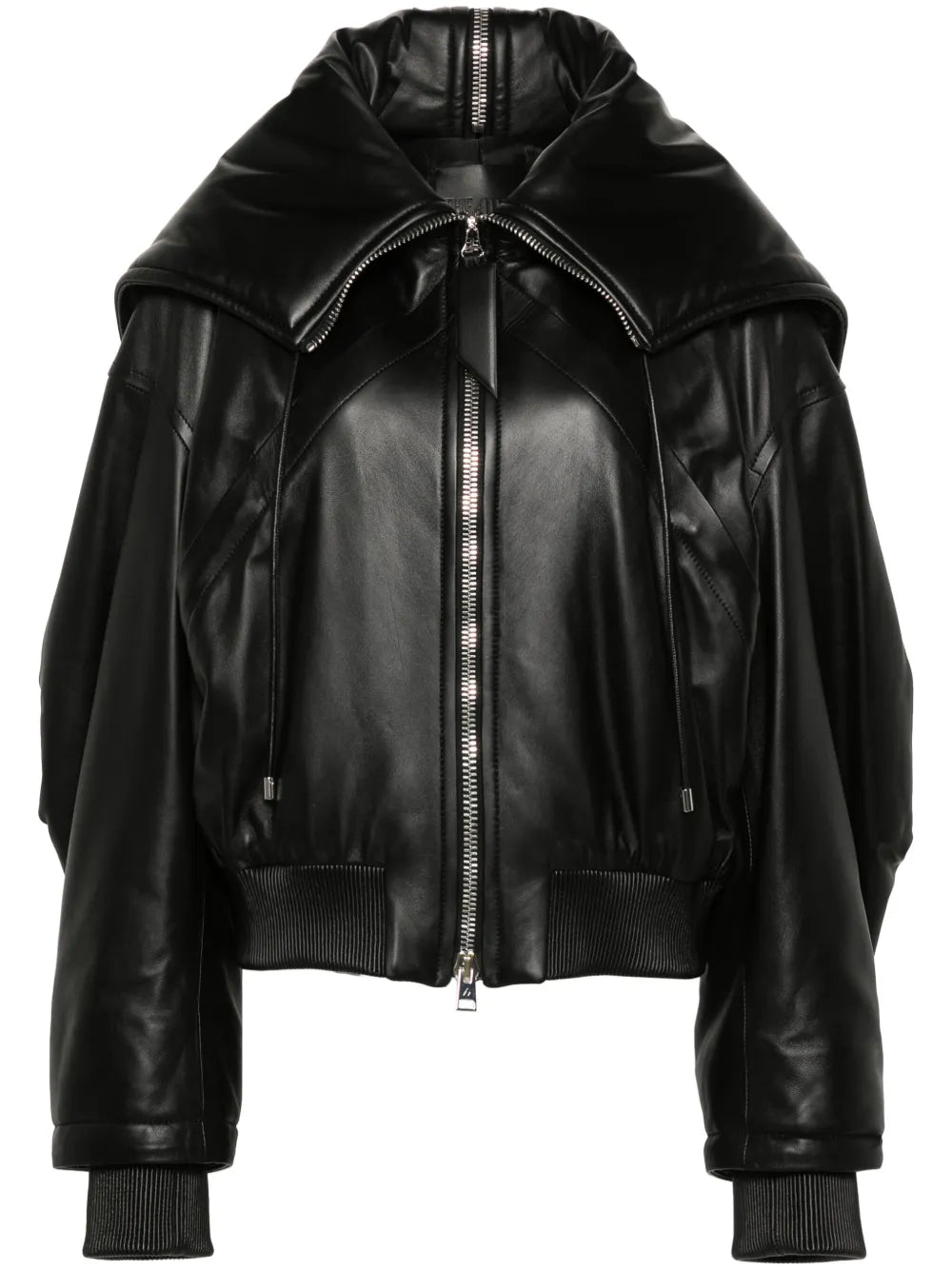 Padded Leather Bomber Jacket