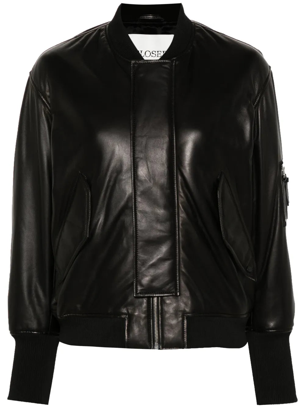 Padded Leather Bomber Jacket
