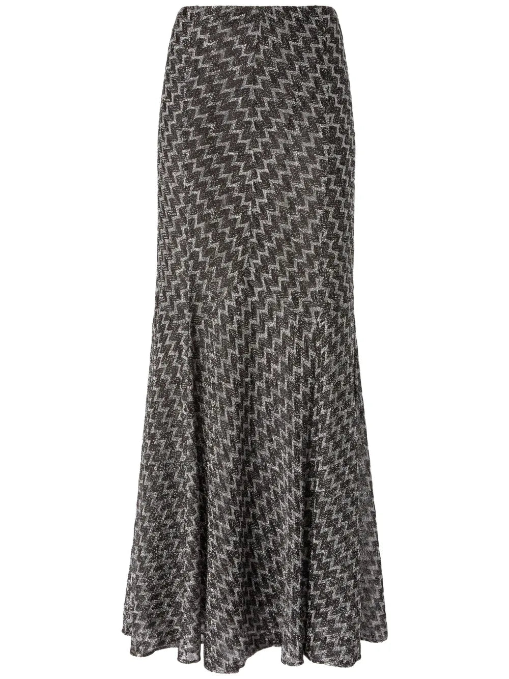 Zigzag Lamé Flared Maxi Skirt