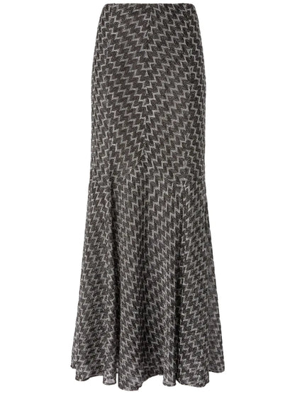 Zigzag Lamé Flared Maxi Skirt