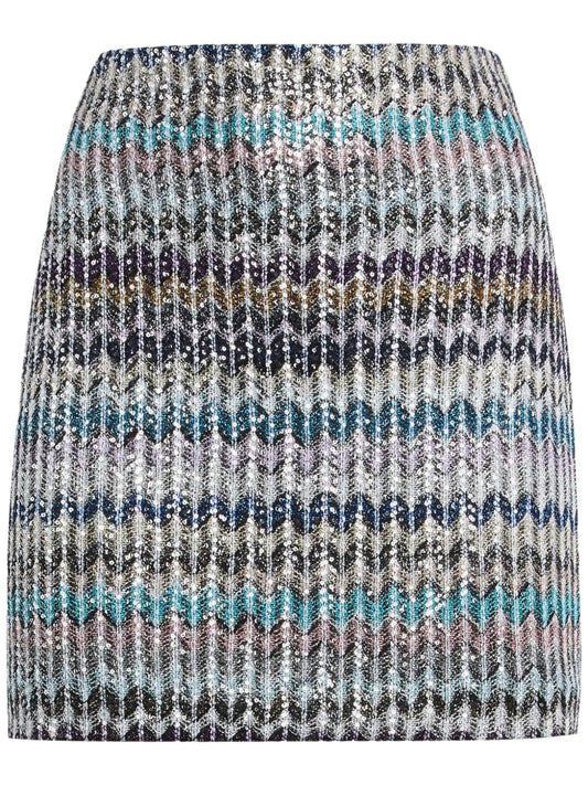 Zigzag Sequin Mini Skirt