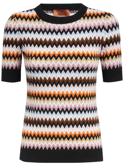 Zigzag-Woven Knitted Top