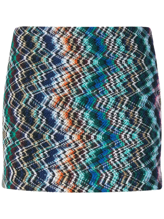 Zigzag Wool-Cotton Mini Skirt
