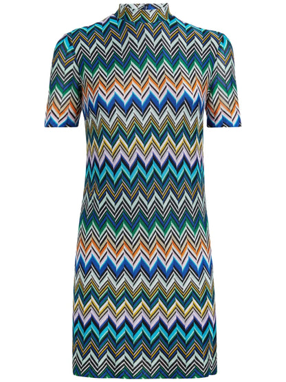 Zigzag-Pattern Mini Dress