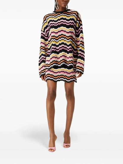 Zigzag Greek-Motif Mini Skirt