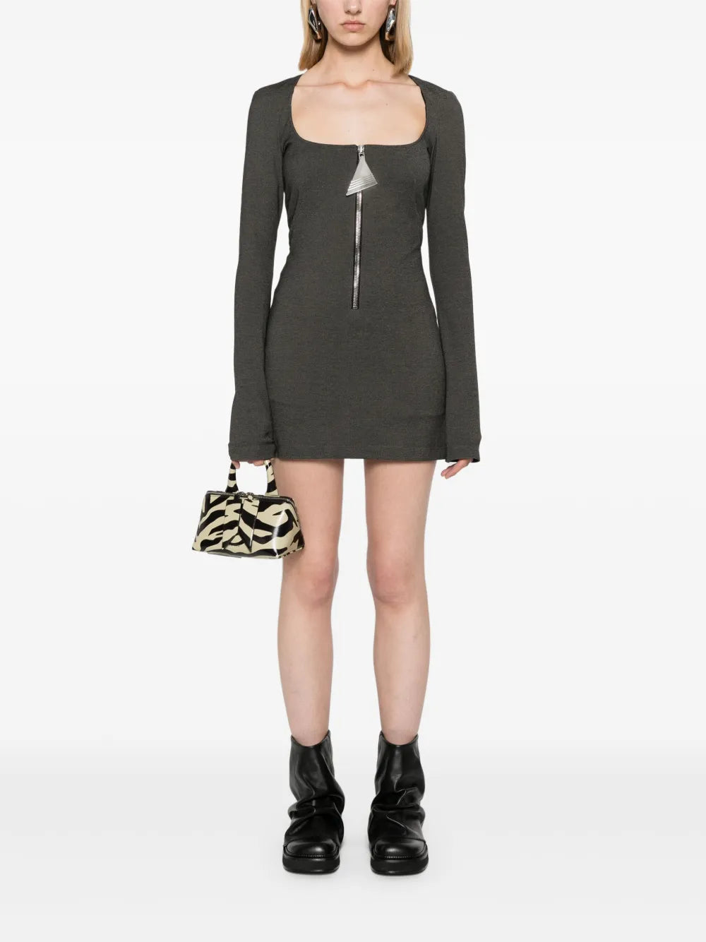 Mélange-Effect Mini Dress