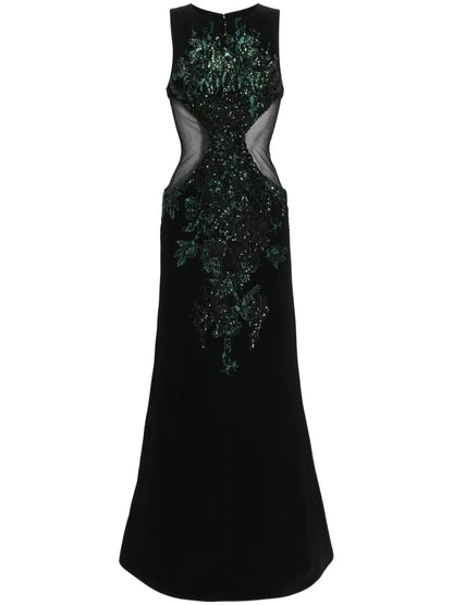 Beaded Cut-Out Maxi Dress