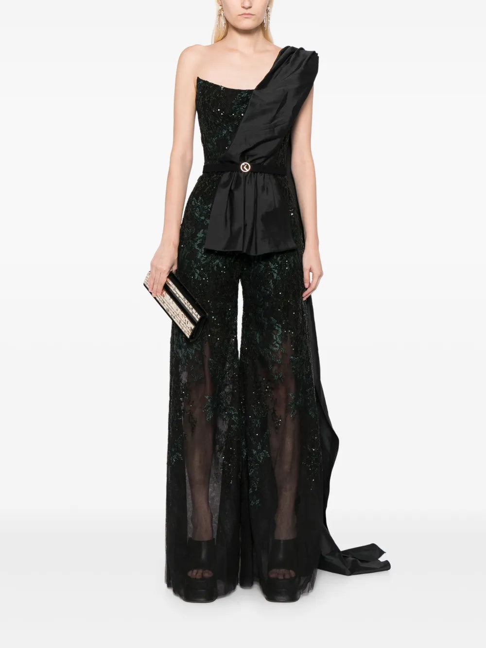 Bead-Embellished Tulle Jumpsuit