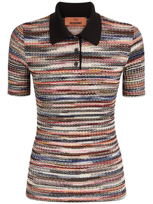 Striped Knitted Polo Shirt