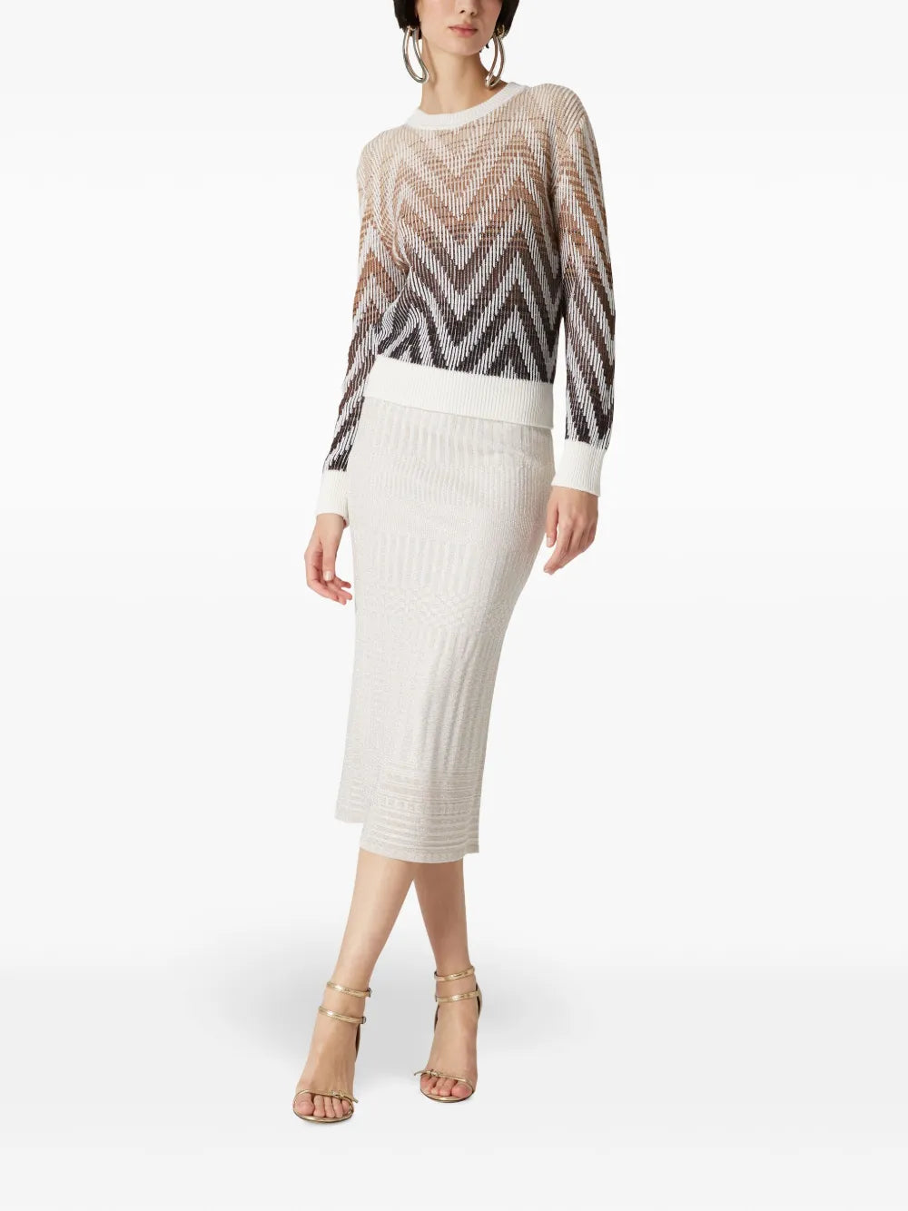 Multi-Process Lamé Midi Skirt