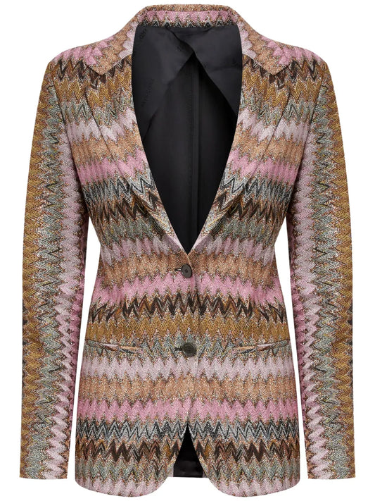 Chevron-Knit Blazer